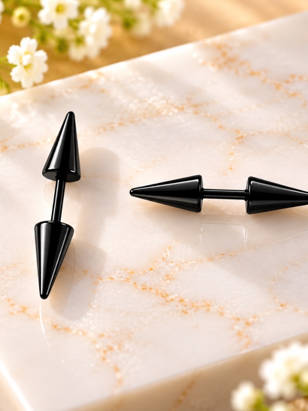 Black Stainless Steel Stud Earrings